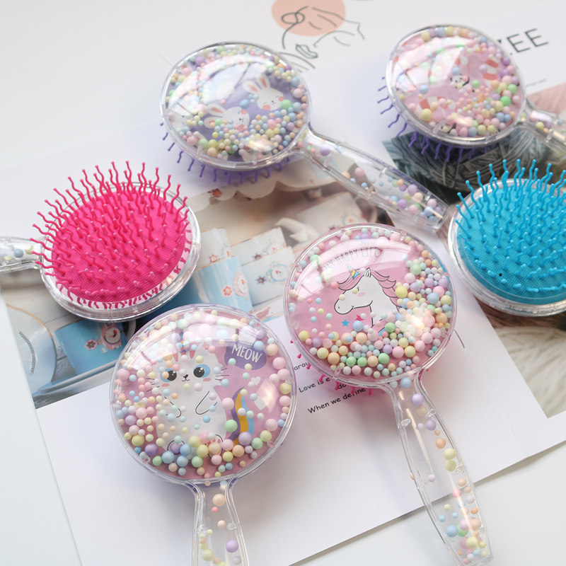 Comb female airbag comb cute round portable portable mini children's cartoon baby massage air cushion hair comb