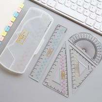 Japan KOKUYO national reputation light color cookie set ruler test students use geometric drawing drawing measurement chart acrylic four-piece ruler triangle plate ruler protractor Wave Ruler Wave Ruler