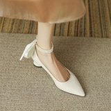 Туфли с заостренным носом из жемчуга на высоком каблуке, 2023, тренд сезона, французский стиль, большой размер