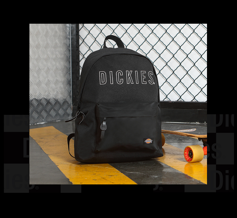 Dickies triều hoàn toàn mới logo thêu ba lô nam và nữ sinh viên túi lưới đỏ nhỏ ba lô đen S030-6 - Ba lô các mẫu balo đẹp cho nữ