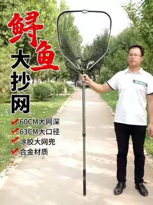 Japan imported fishing haha big material aluminum alloy fishing net Rod giant fishing net deepening net pocket net fishing net head Herring Sturgeon