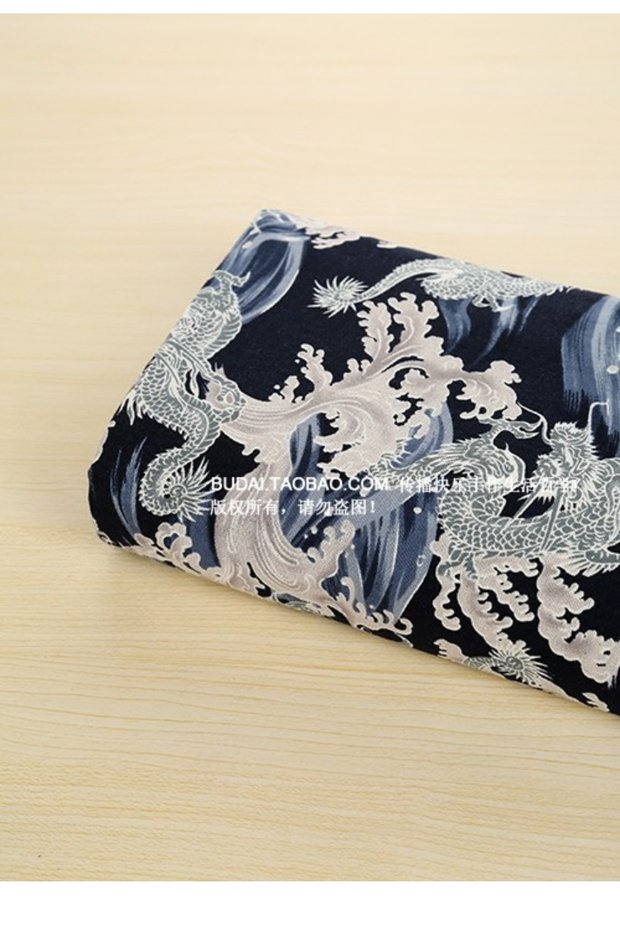 Chất liệu cotton và vải lanh Trung Quốc Ưu đãi đặc biệt vải Hanfu kiểu cổ điển Nhập khẩu họa tiết rồng màu xanh đậm - Vải vải tự làm vải may quần tây