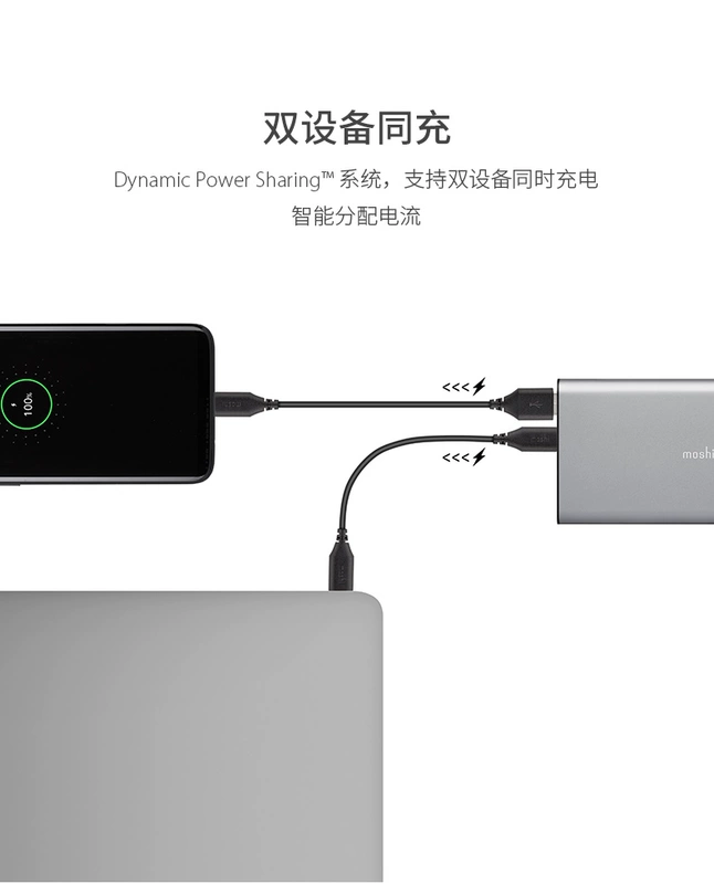 Moshi Moss dung lượng lớn 10000 mAh máy tính xách tay điện thoại di động Máy tính bảng Apple loại C điện thoại di động lớn di động phổ 30W công suất cao thương mại sạc nhanh sạc nhanh kho báu - Ngân hàng điện thoại di động