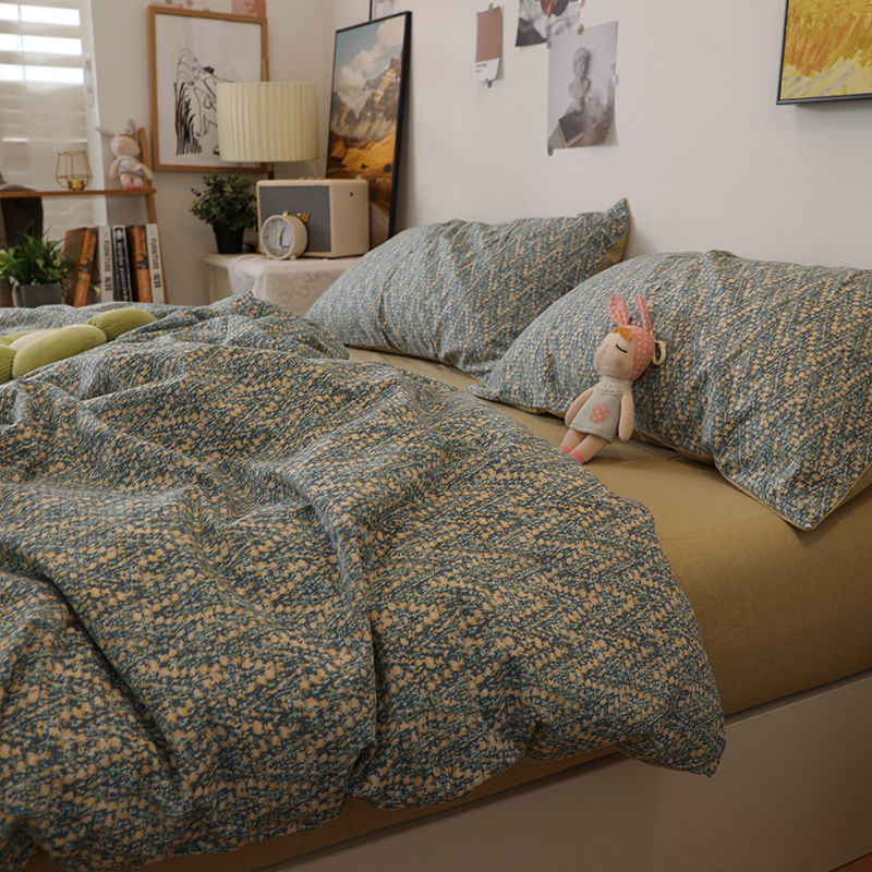 Spring thickening 100 cotton beds Three sets of all-cotton pure cotton quilt cover 1 8m Chunqiu bed goods bed Four sets of pins