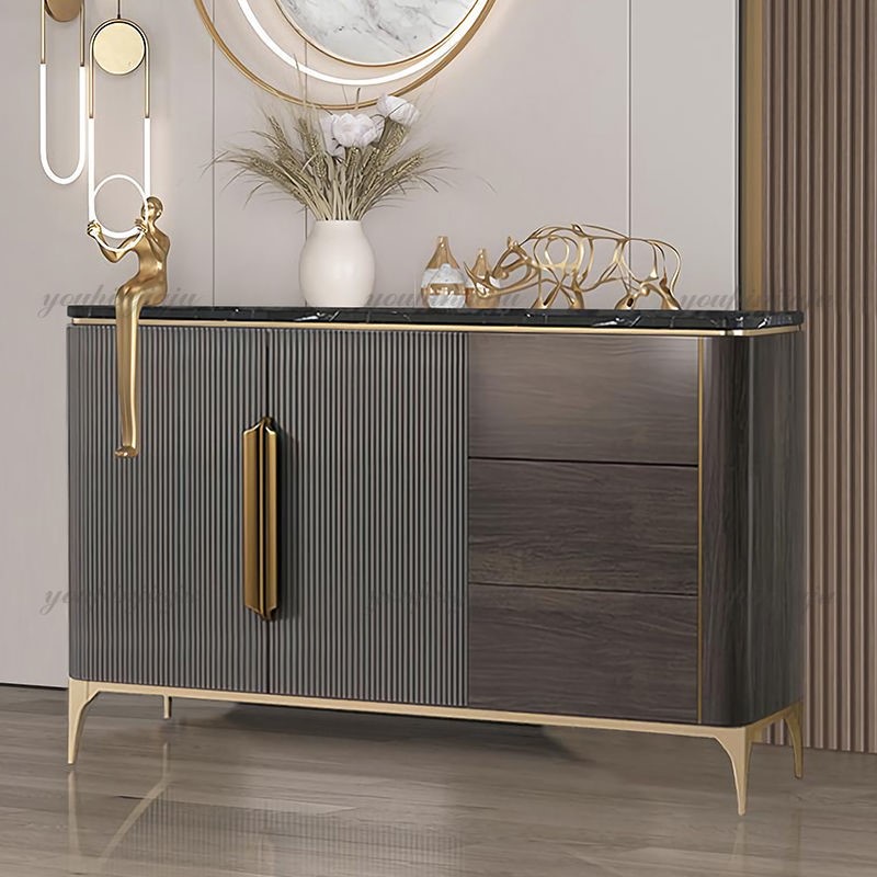 Hyun Guan Cabinet Modern Dining Side Cabinet Footwear Cabinet Simple Solid Wood Marble Home Leaning Against Wall Living Room Lockers Decorative containing-Taobao