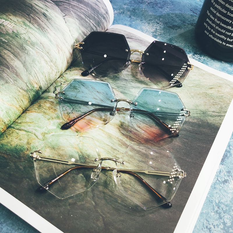 2021 new polygon irregular gradient ocean sunglasses women's beach travel sunglasses glasses