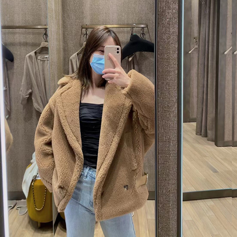 Shenzhen High-End Td Runway Style Teddy Bear Motorcycle Alpaca Wool Coat, Short Thick Slim-Fit Coat for Petite Women Shenzhen High-End Td Runway Style Teddy Bear Motorcycle Alpaca Wool Coat, Short Thick Slim-Fit Coat for Petite Women