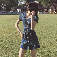 Темно -синяя юбка для пледа