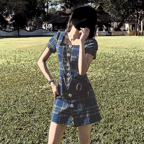 Юбка, ретро женское платье, подходит для подростков, квадратный вырез, французский стиль, по фигуре