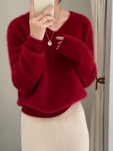 Красный оберег на день рождения, пуховик, свитер, год кролика, коллекция 2023, в корейском стиле, изысканный стиль