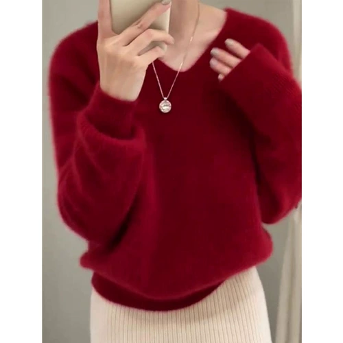 Красный оберег на день рождения, пуховик, свитер, год кролика, коллекция 2023, в корейском стиле, изысканный стиль