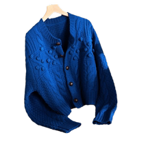 Ins style froid Klein bleu mohair pull manteau femmes automne et hiver petit cardigan tricoté rétro chic