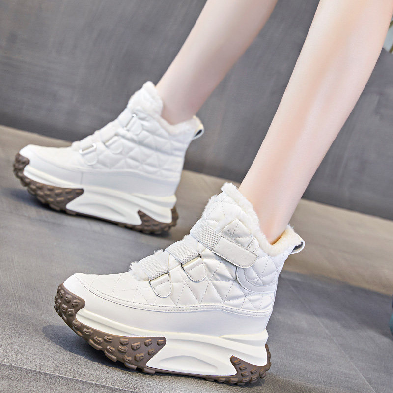 Northeast Snow Boots for Women, Waterproof and Non-Slip, 2025 Autumn and Winter New Style, Fleece-Lined, Warm Cotton Shoes, Thick-Soled, Height-Increasing Martin Boots