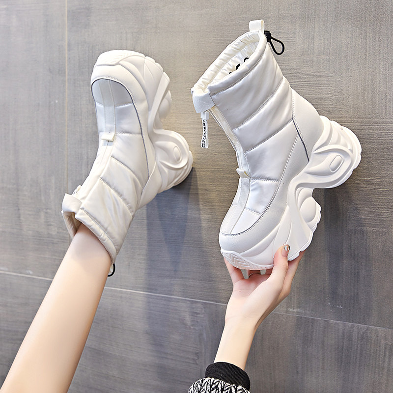 Women's Winter Snow Boots with Plush Lining, Thickened, Waterproof, Non-Slip, 2025 New Model, Northeast Large Cotton Boots, Thick-Soled, Height-Increasing Martin Boots