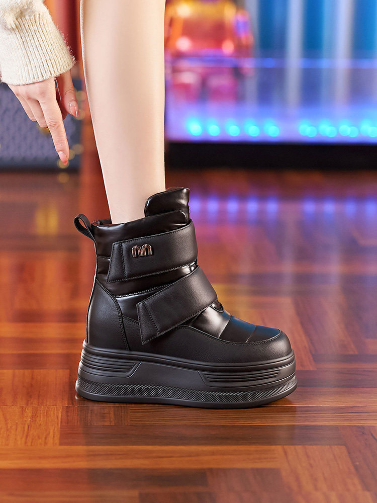 Women's Snow Boots, Waterproof and Non-Slip, 2025 Winter New Style, Cold-Proof and Warm, Fleece-Lined Cotton Boots, Thick-Soled, Height-Increasing Women's Shoes