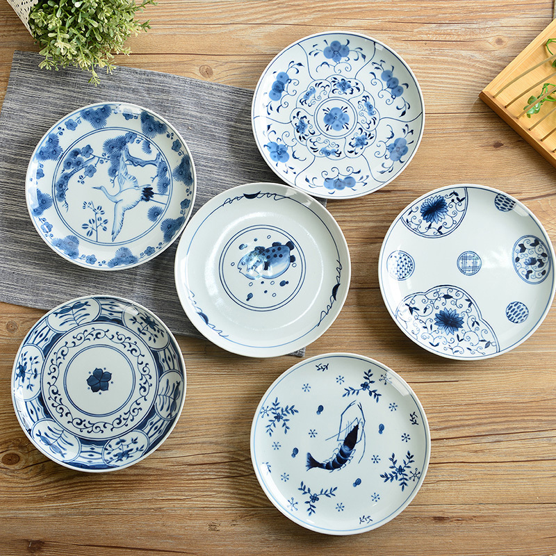 Three creative ceramic glaze color snack plate under Japanese 6 inches of ipads plate household utensils round dish dish dish ipads plate