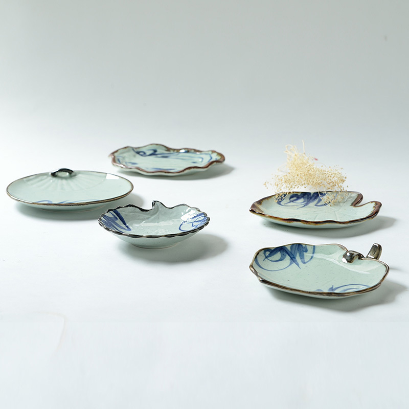 Three points ceramics whelan abnormity irregular snack plate of Japanese matcha cake to use creative dessert dish features dishes