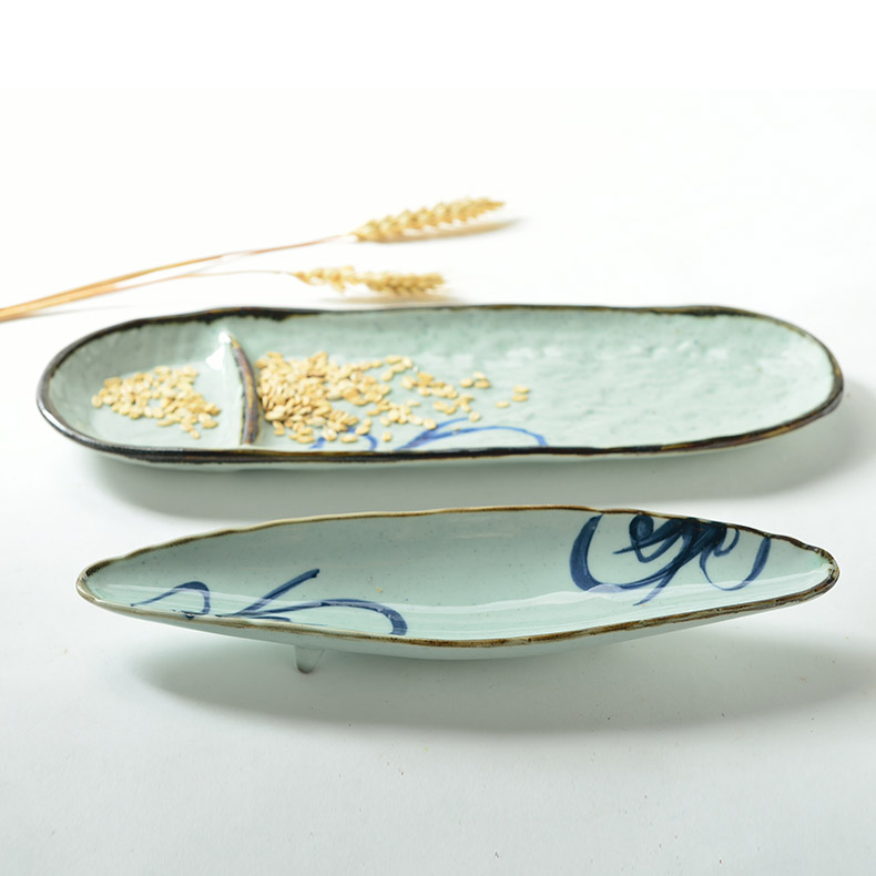 Three Korean ceramics, the characteristics of rectangular simple rectangular dish fish dish hand - made tableware tableware snack plate sushi plate