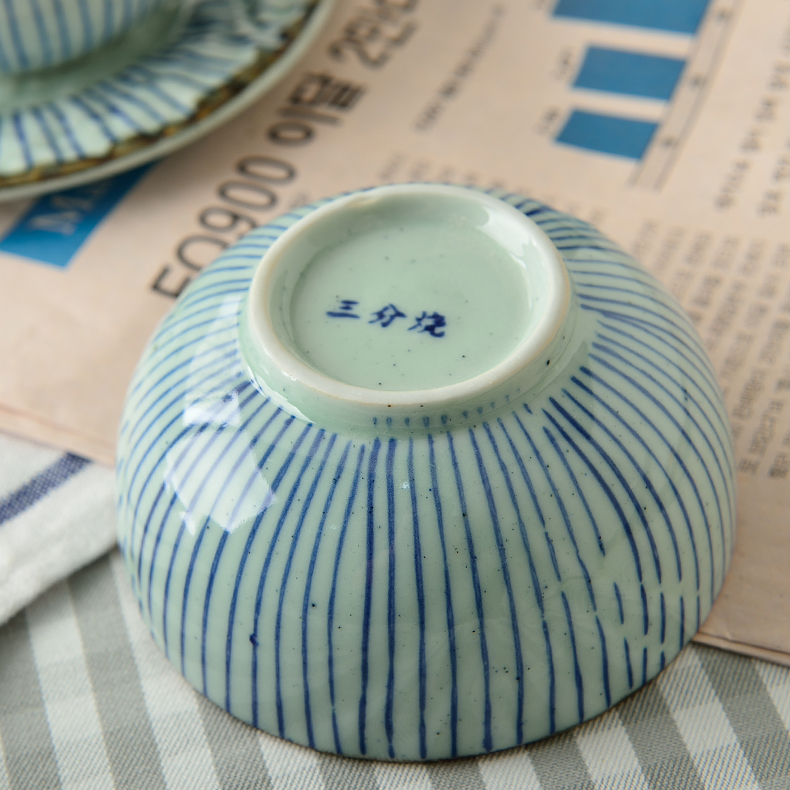 Three minutes of ceramic tableware stripe for individual soup bowl trumpet move household jobs creative horn bowl hat to bowl