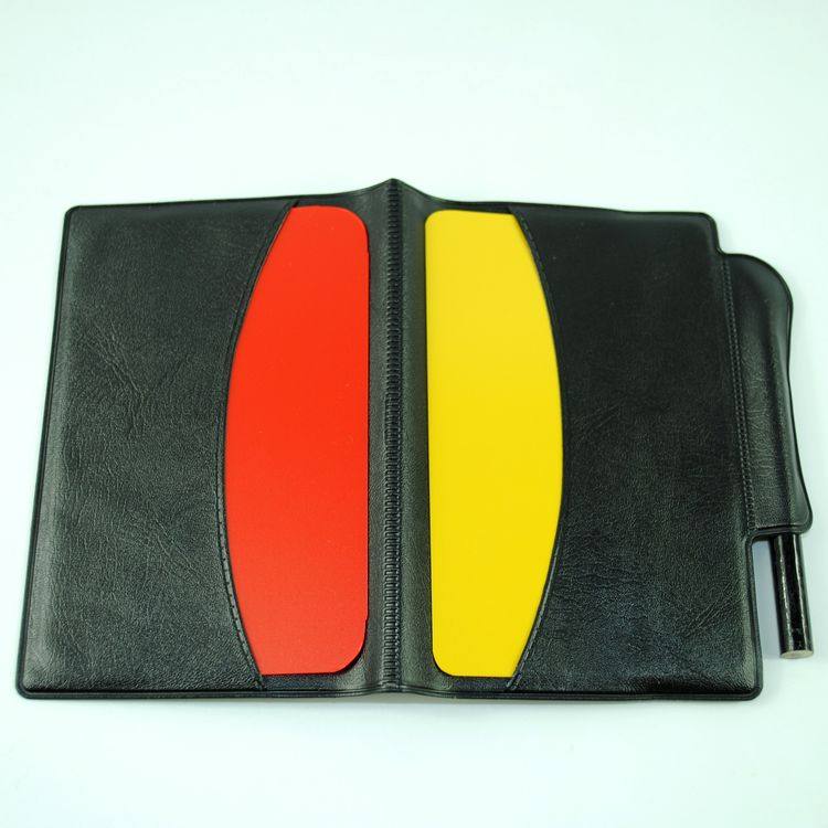Red and yellow card large football red and yellow card red and yellow card football referee fluorescent red and yellow card with pen record book set
