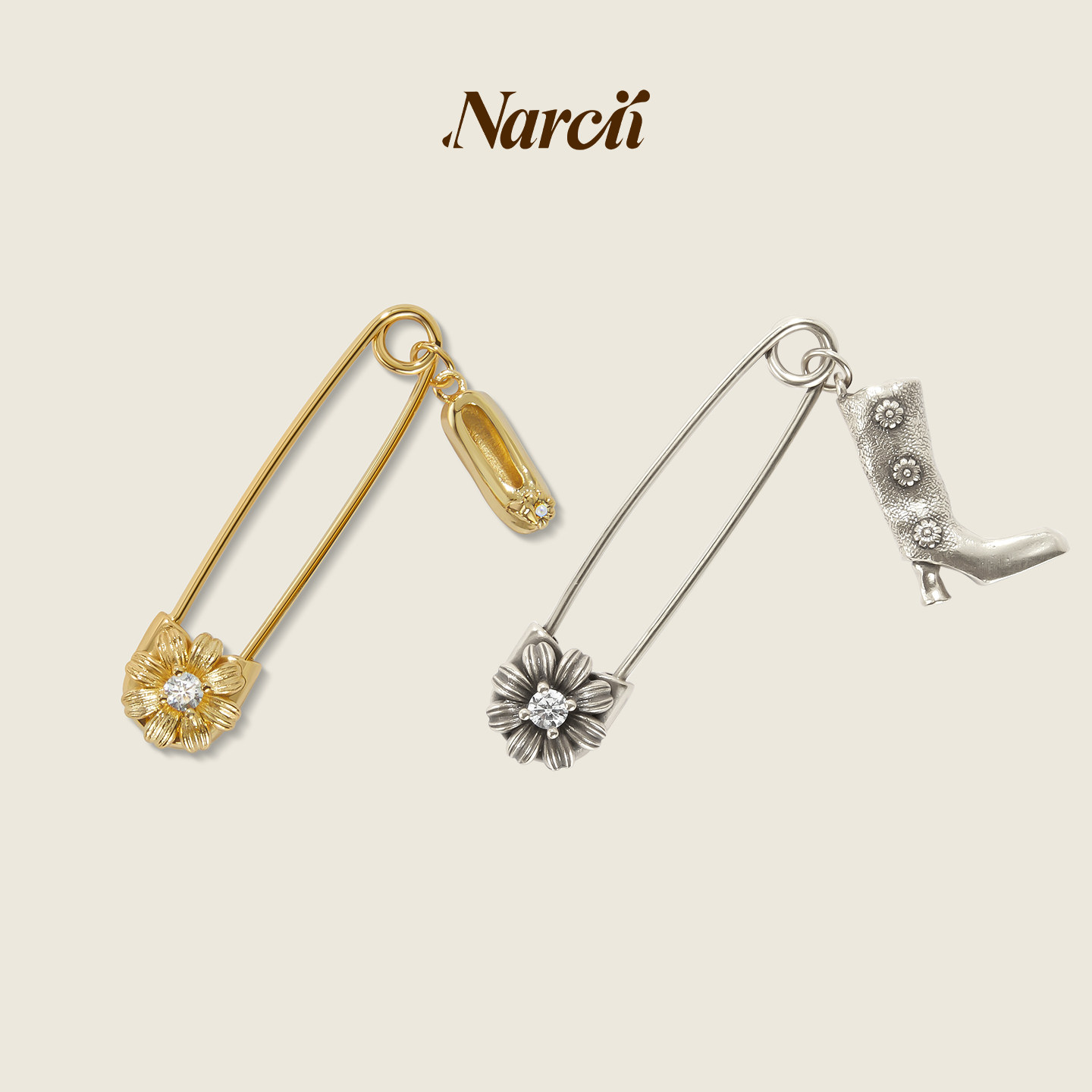 NARCII Step Poem Brooch: Simple Design, Gerbera Daisy, Niche Design, Vintage Pin, Accessories, Birthday Gift