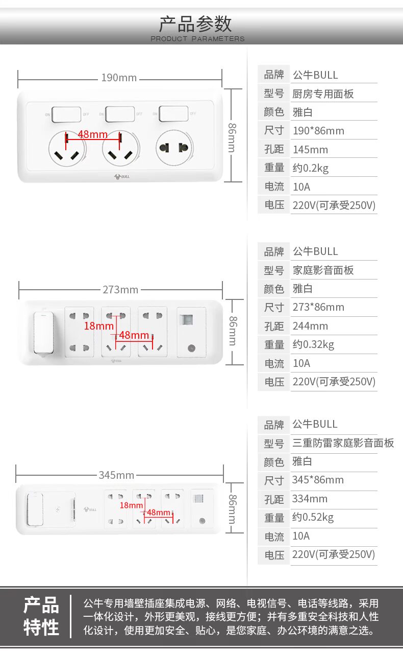 Bảng điều khiển ổ cắm Bull xốp một mở năm lỗ nhà tường nhà bếp phòng khách máy tính ổ cắm bảng điều khiển TV - TV ti vi