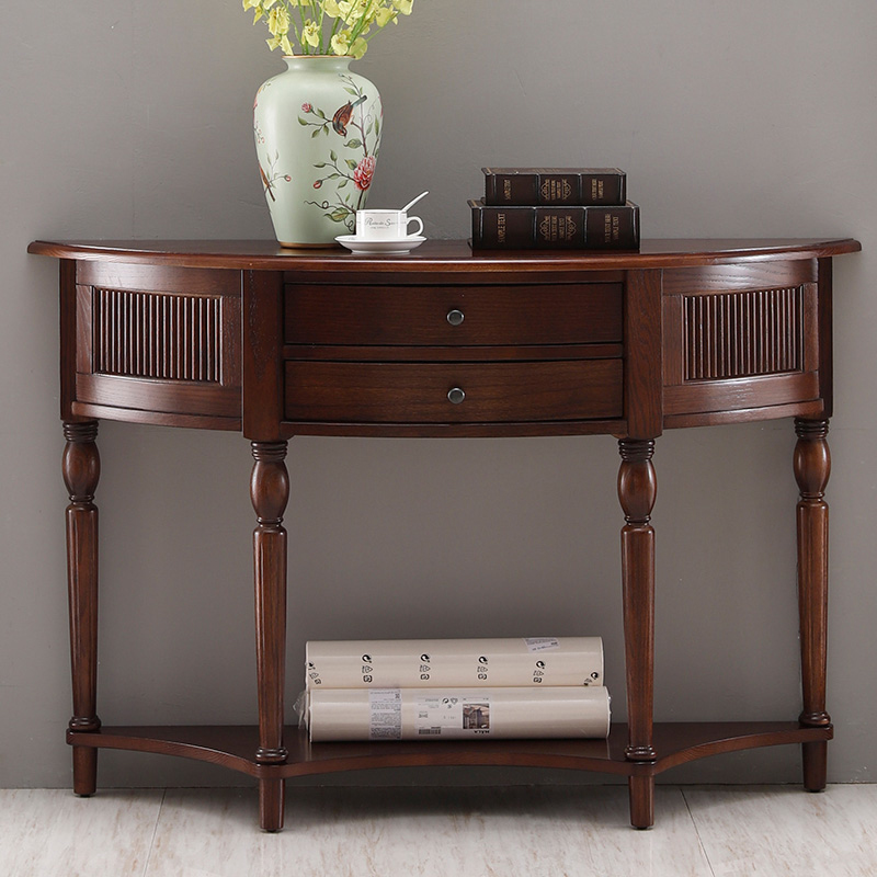 American Solid Wood Genguan Table Leaning Against Wall Retro Genguan Terrace Sofa Back Cabinet Back A Few Semicircle Veranda Wall Side Cabinet