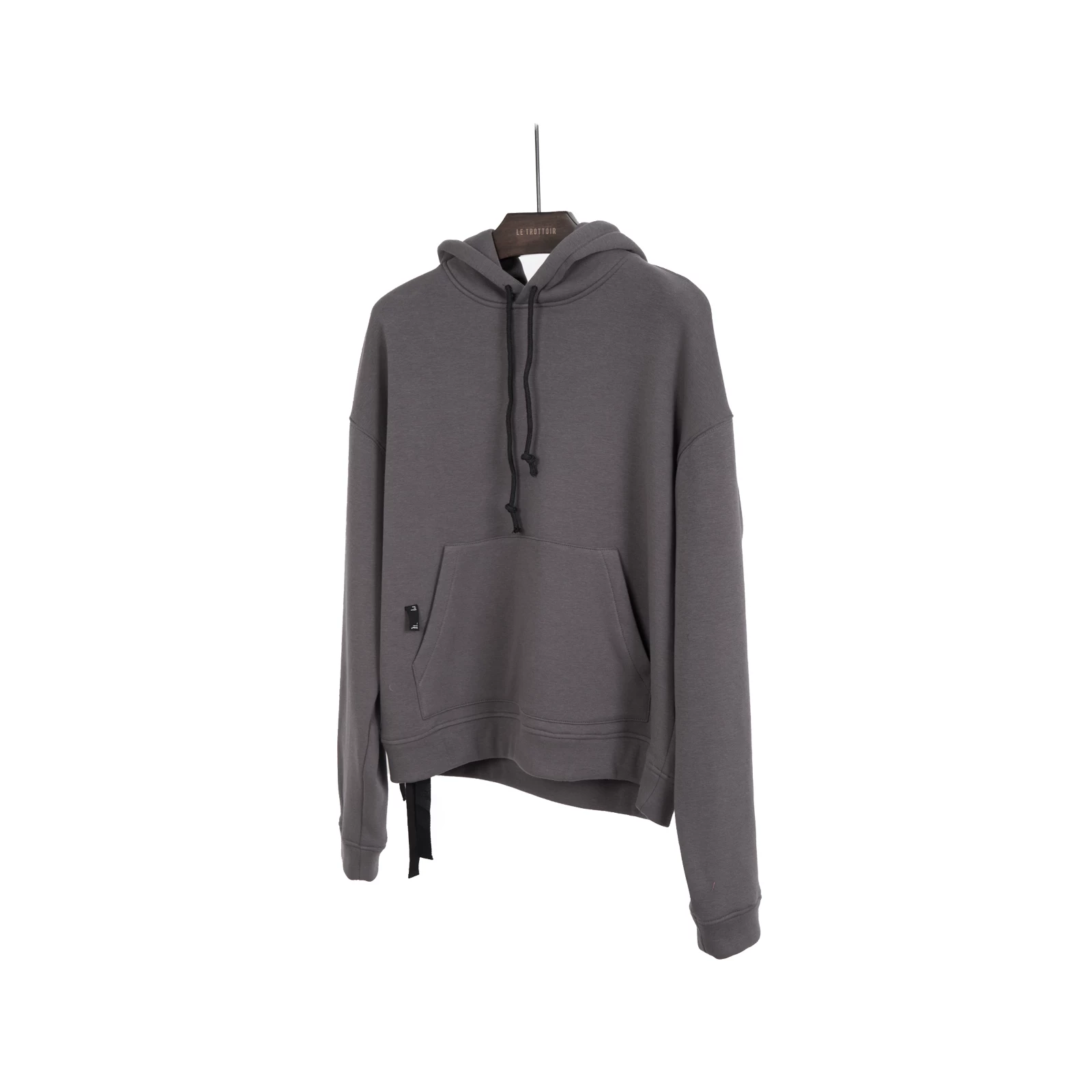 ЛЕ ТРОТУАР [17FW TAPED HOODIE серый OVERSIZE флисовый утяжка с капюшоном]