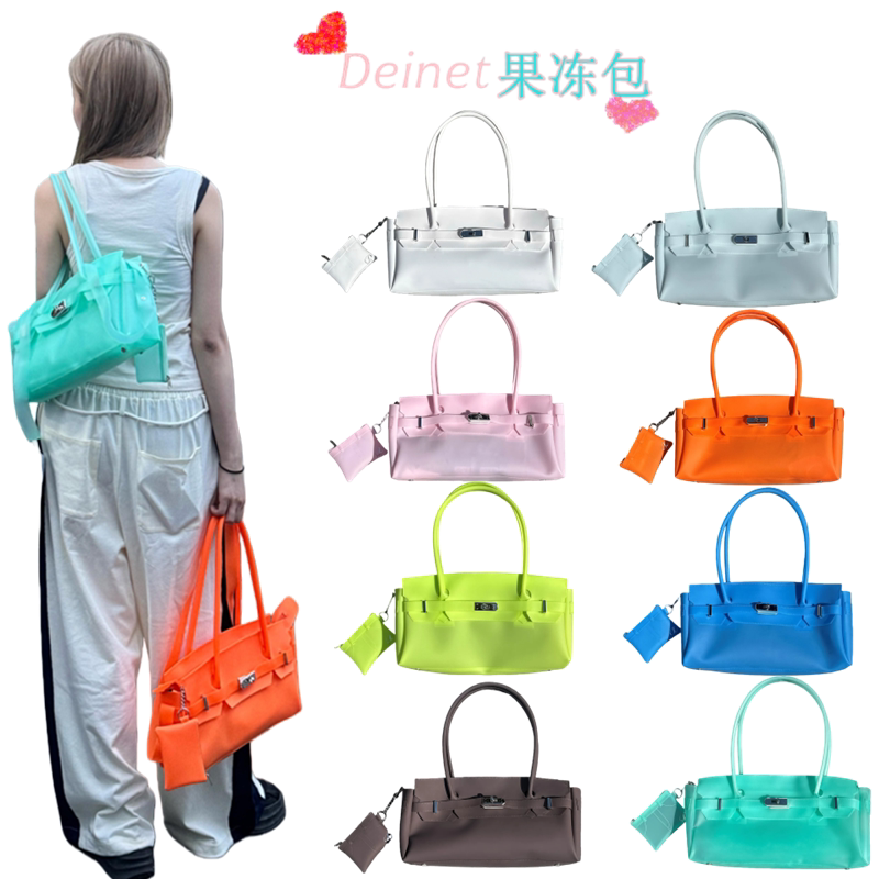 Deinet Korea New Design Lock Tote Bag Handbag Multi-Color Versatile Shoulder Underarm Bag Jelly Bag