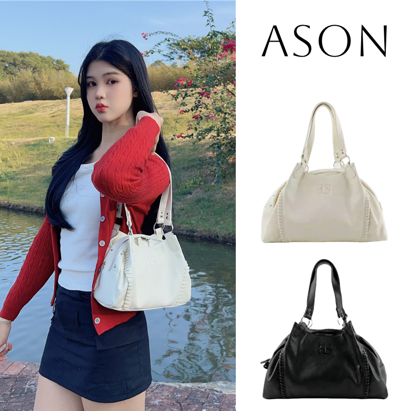 Korean Ason Wandering Bag Blogger's Same Style 24Fw Leather Mini Motorcycle Shoulder Underarm Bag Large Capacity Handbag