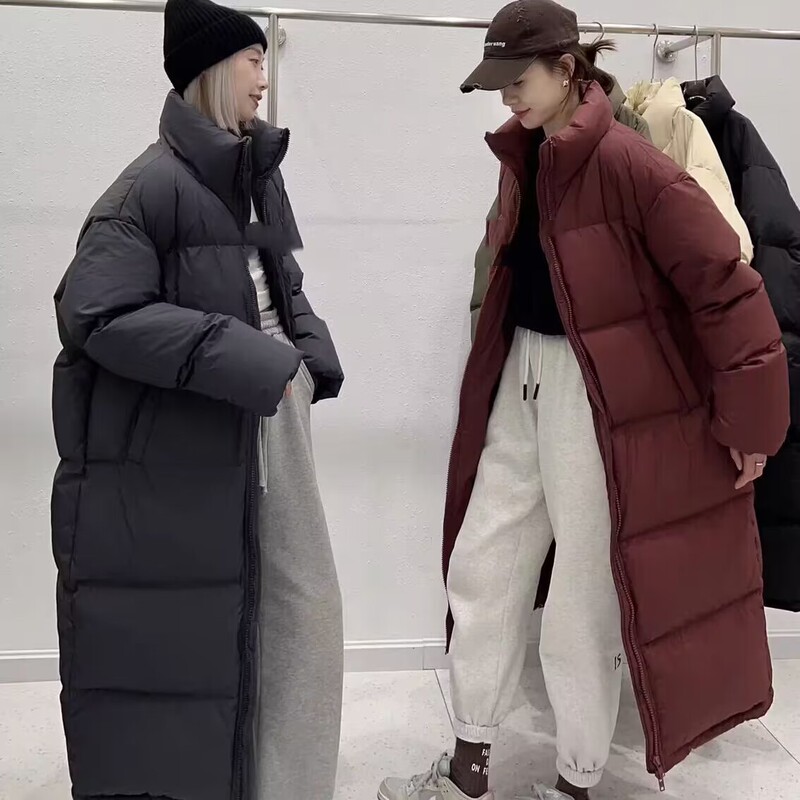 【No. 83】Long down Jacket with White Duck Down, Unisex, Extra Thick for Extreme Cold, Stand Collar Coat