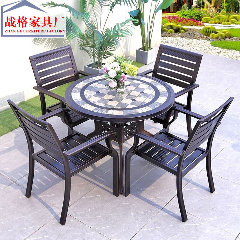 OUTDOOR TABLE AND CHAIRS SUIT PATIO OUTDOOR LEISURE VILLA GARDEN CAST ALUMINUM COMBINED LIGHT AND LUXURIOUS EUROSTYLE TERRACE THREE-FIVE PIECES
