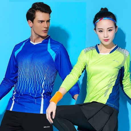 New badminton clothes autumn and winter men's and women's long-sleeved tops T-shirts round neck breathable quick-drying sportswear table tennis clothes