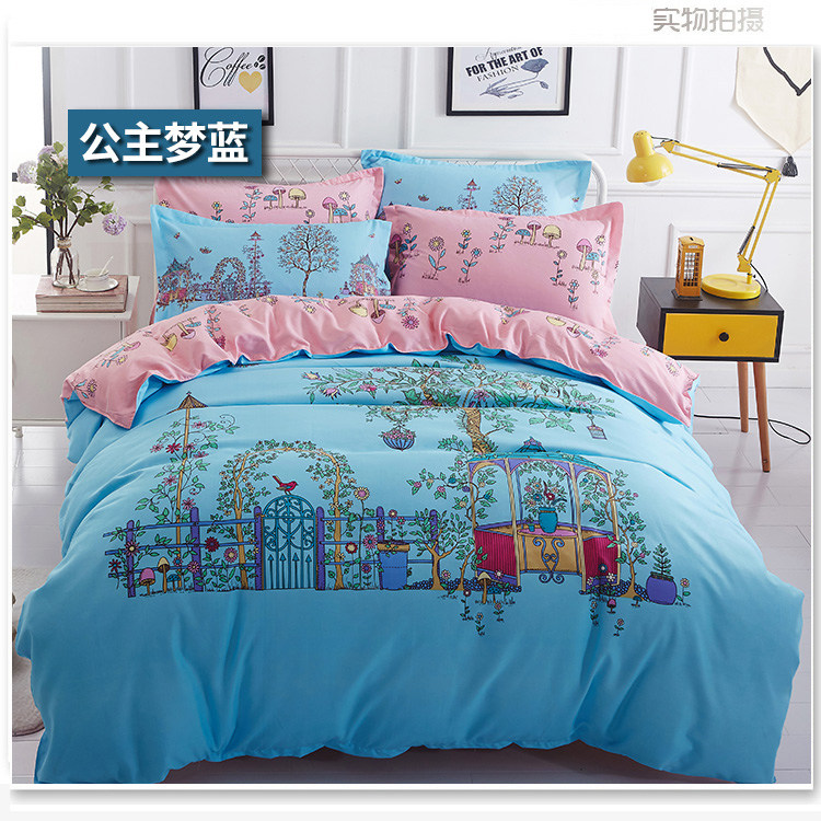 Bốn mảnh bông cotton đôi 1.8m2.0 m đơn giản sanded quilt cover sheet giường 4 bộ giải phóng mặt bằng