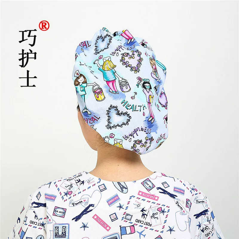 Ай-хи护士 Printing Surgery Hat Popular Female Doctor Development of Passing Towel Beautiful Dust Home Hat