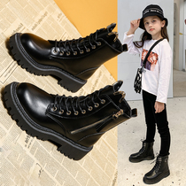 Girls Martin Boots 2021 Autumn New Leather Single Boots Girls English Black Short Boots