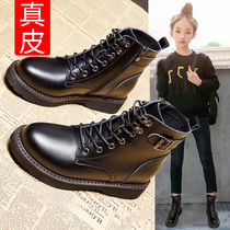 Girls shoes Short Boots Single Boots 2021 Spring and Autumn New Two Cotton Childrens Boots Girls Leather Martin Boots