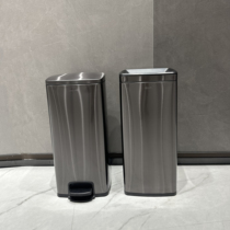 GNF stainless steel double-layer trash can commercial office bathroom large bucket with lid 50L square paper towel bucket