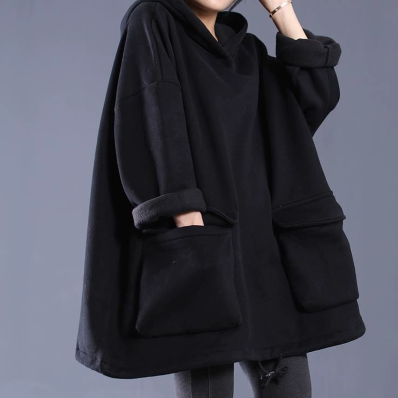 Mùa thu và mùa đông quần áo mới rộng cỡ lớn văn học và nghệ thuật béo phì của phụ nữ cộng với nhung dày áo len dài giản dị giản dị - Áo len