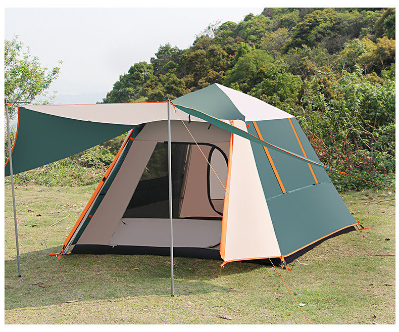 Outdoor tent camping thickened rainstorm automatic quick opening 3-4 people one room one hall self-driving aluminum alloy