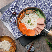 Man food slow language Kanda pattern snow flat pot Japan imported stainless steel anti-overflow non-coated milk pot instant noodle pot multi-purpose