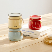 Manshu Slow Language Japan imported mosh pot insulated lunch box student childrens mini portable braised beaker