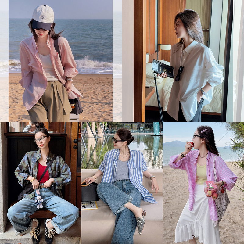 Libelin Sisy Free Spirit Shirt Spring Simple Casual Versatile Loose Turn-Down Collar White Long Sleeve Top for Women