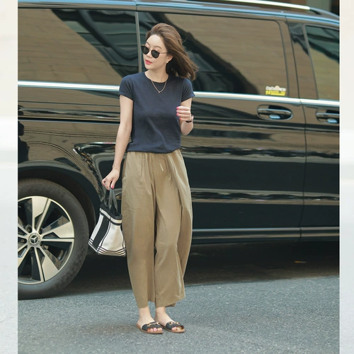 莉贝琳 Прохладная трикотажная футболка, свободный крой, по фигуре, короткий рукав