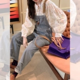 Ретро хлопковая футболка, цветочный принт, коллекция 2022, в корейском стиле, рукава фонарики