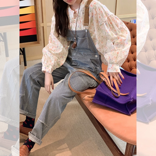 Ретро хлопковая футболка, цветочный принт, коллекция 2022, в корейском стиле, рукава фонарики