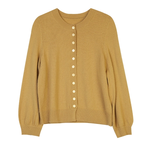 莉贝琳 Осенний кардиган, шерстяной базовый свитер с круглым воротником, французский стиль, 2022