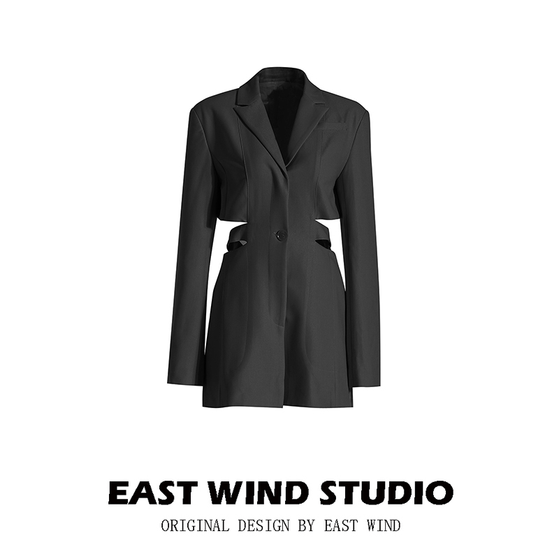 East Wind Niche Design Hollow-Out Waist-Revealing Blazer Dress for Women, Spring and Autumn Slim Fit Outerwear