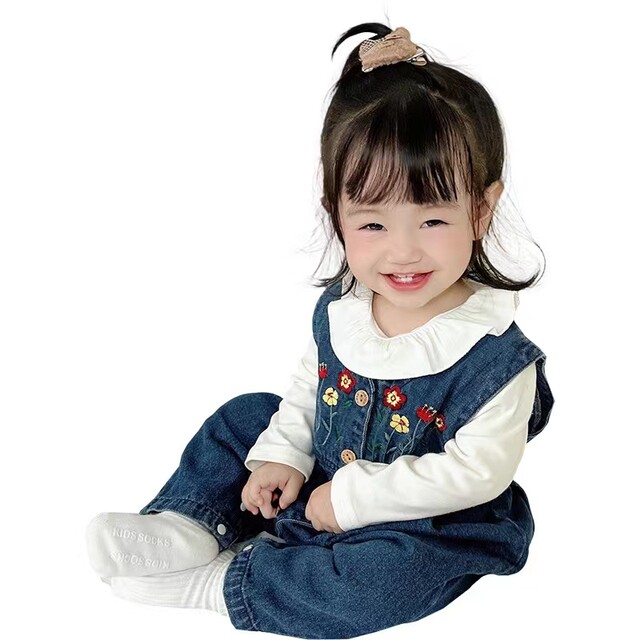 Baby clothes baby girl autumn jumpsuit denim two-piece super cute Korean version of the baby foreign style going out overalls