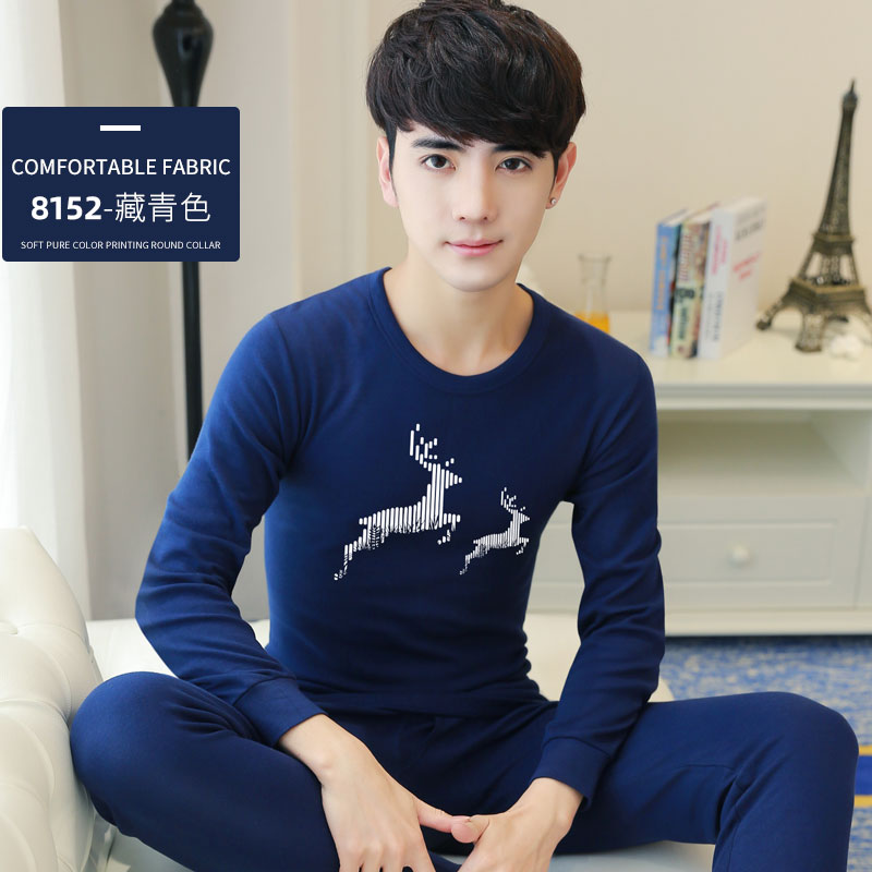 Bông mens ấm bộ đồ lót bên trong mỏng mặc quần mùa thu bông áo len quần cotton trẻ quần mùa thu mùa thu mens bộ